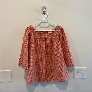 Mabo red and cream plaid top shirt 100% cotton USA made in size 12/13
